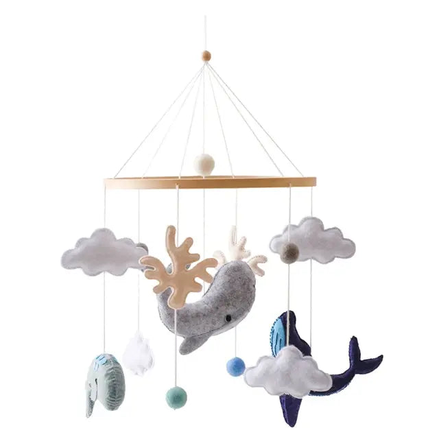Baby crib hanging toy with felt clouds and stars - Canada decor
