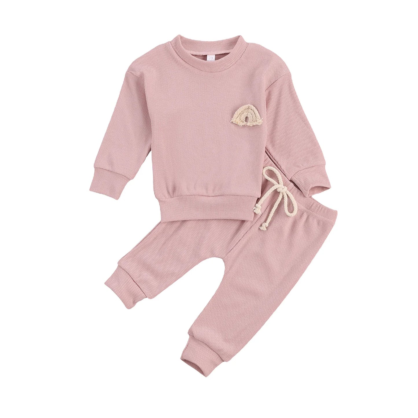 Long sleeve baby clothing set made with soft, breathable fabric