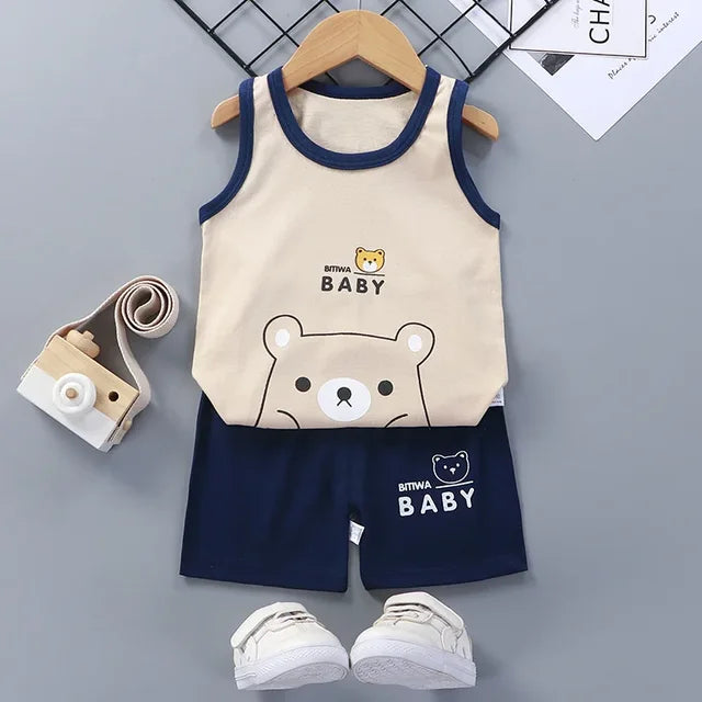 Summer top and shorts for toddlers, soft cotton, USA
