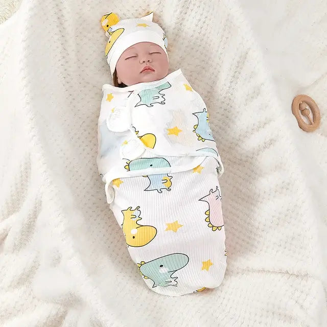 swaddle blanket with matching hat for Canadian babies.