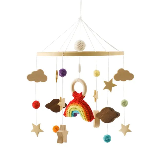 Crib mobile with felt stars and wooden arm for baby sleep – USA