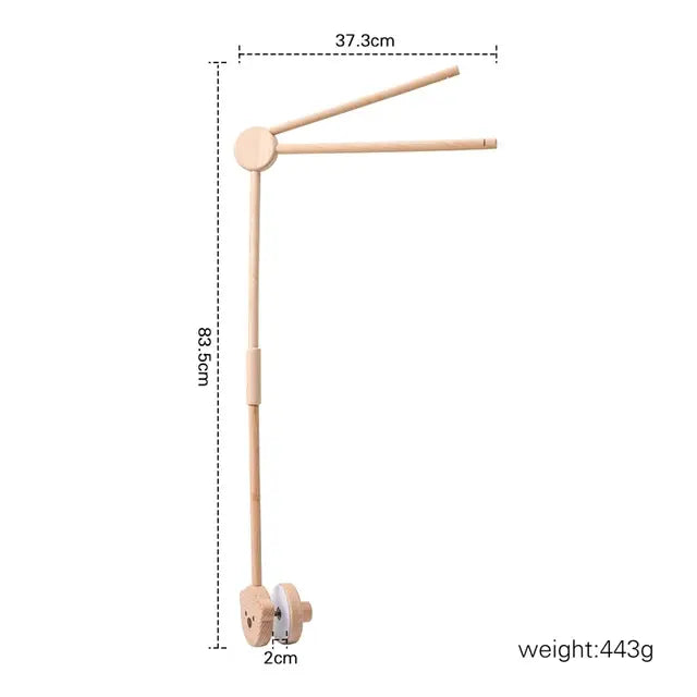 Infant crib mobile with natural wood arm - USA baby room