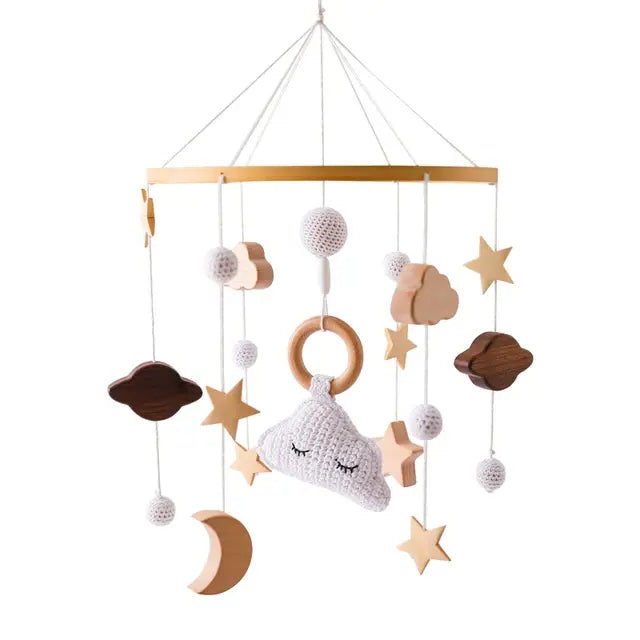 Baby bed hanging mobile with wooden frame - USA modern nursery